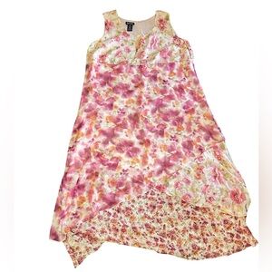 Rachel Adams 3X Silk Floral Maxi Dress Pastel Garden Print Boho Flowy Fairy Plus